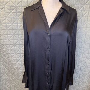 GAP Satin Black Button Down Women's Shirt